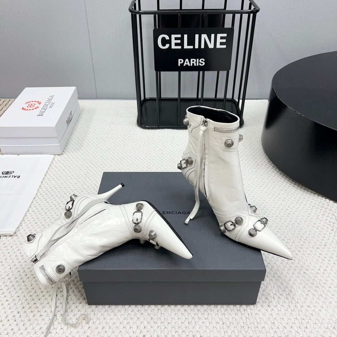 Balanciaga CAGOLE HIGH BOOTS IN WHITE LAMBSKIN