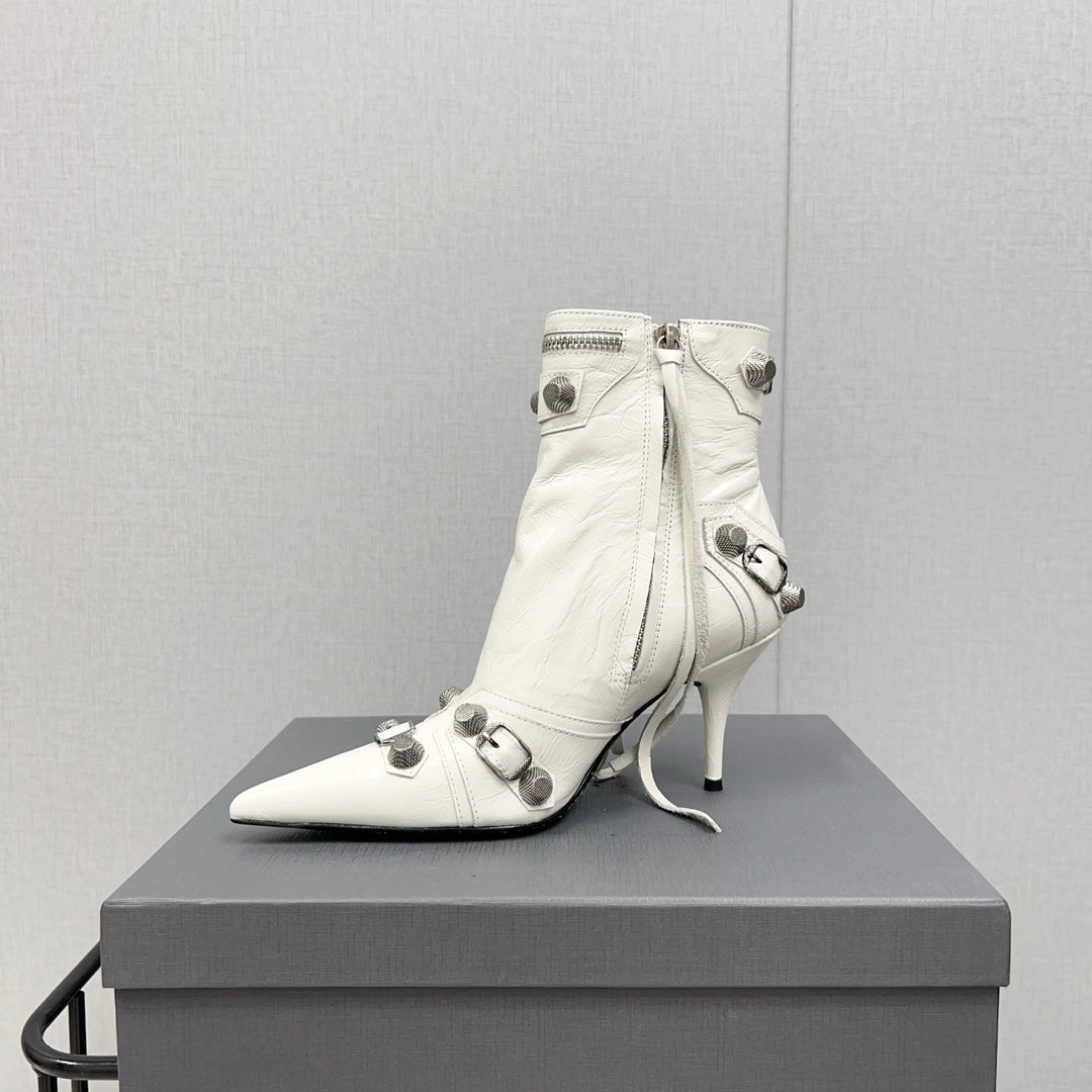 Balanciaga CAGOLE HIGH BOOTS IN WHITE LAMBSKIN