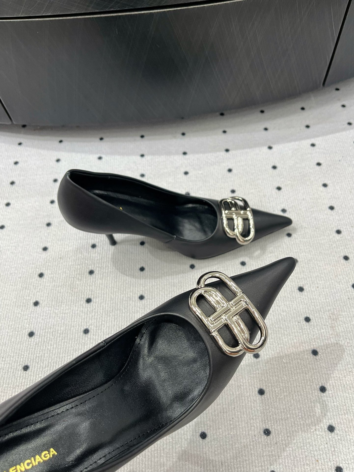 Balanciaga HEELED PUMPS 65 MM IN BLACK SMOOTH LAMBSKIN SILVER HARDWARE