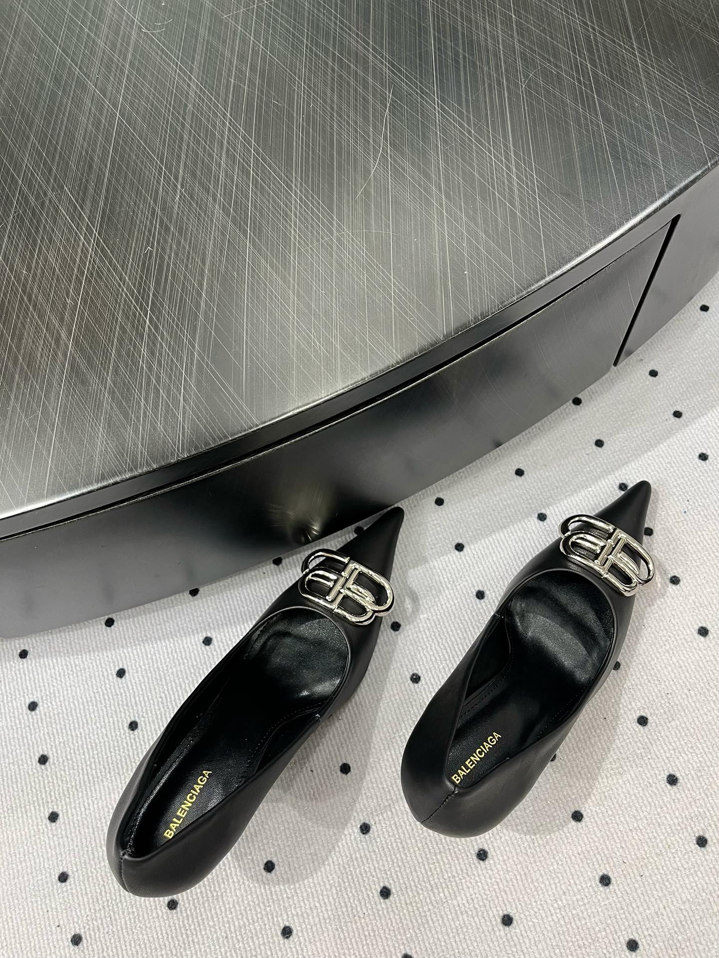 Balanciaga HEELED PUMPS 65 MM IN BLACK SMOOTH LAMBSKIN SILVER HARDWARE