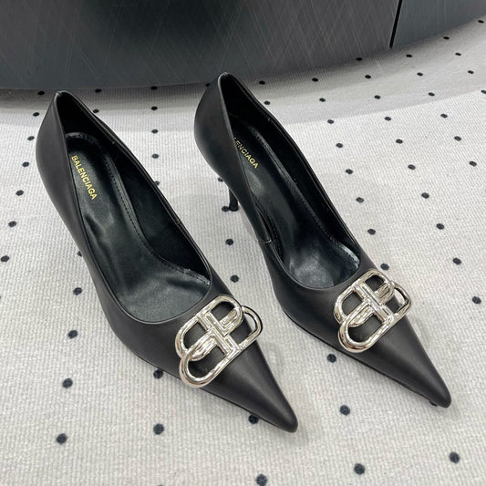 Balanciaga HEELED PUMPS 65 MM IN BLACK SMOOTH LAMBSKIN SILVER HARDWARE