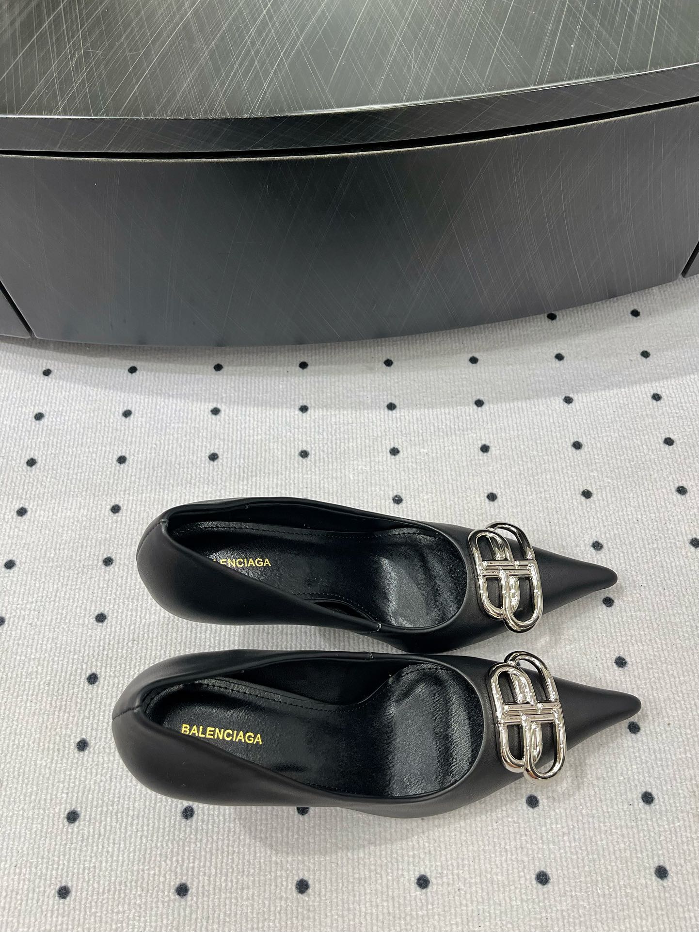 Balanciaga HEELED PUMPS 65 MM IN BLACK SMOOTH LAMBSKIN SILVER HARDWARE