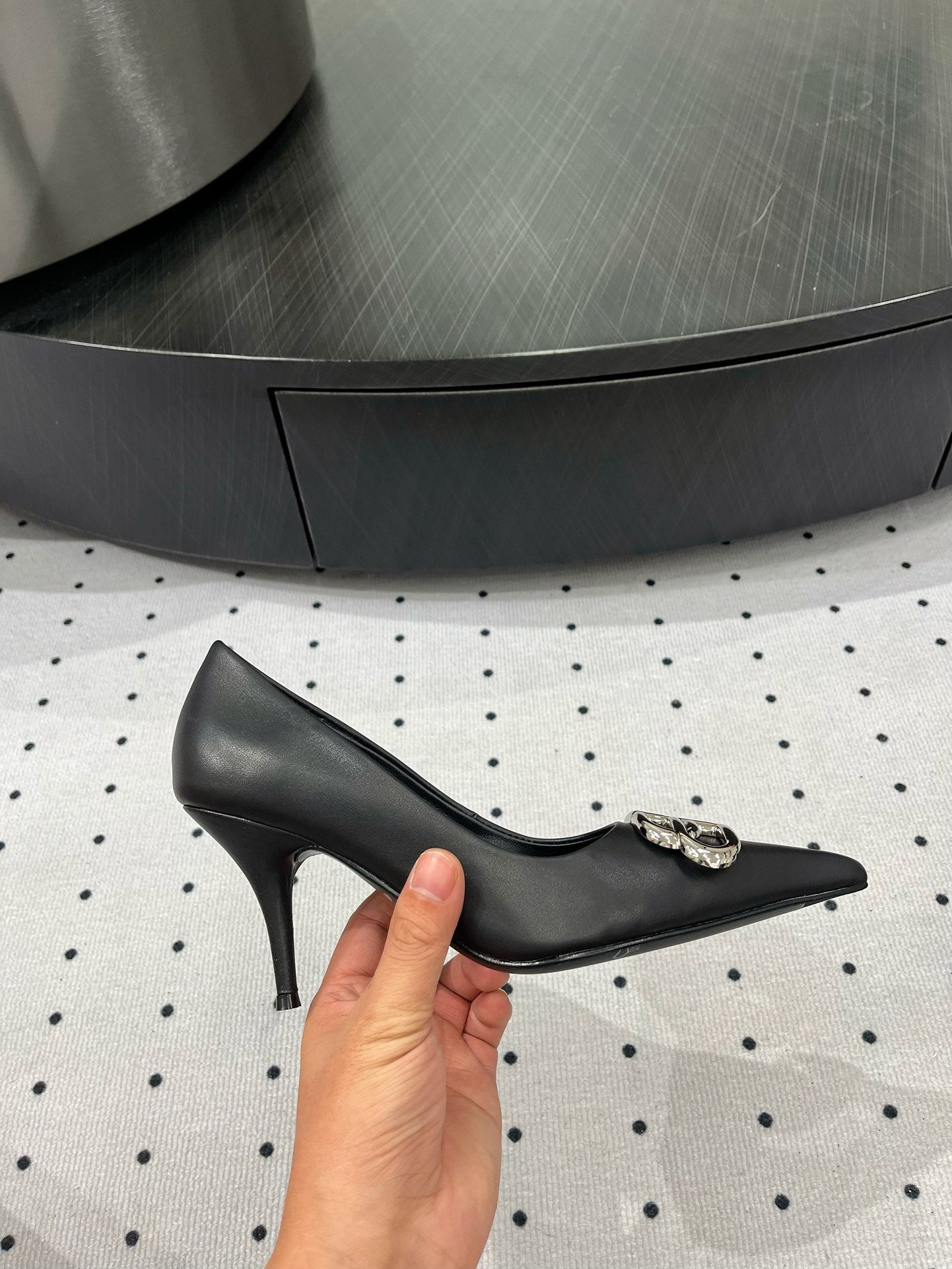 Balanciaga HEELED PUMPS 65 MM IN BLACK SMOOTH LAMBSKIN SILVER HARDWARE