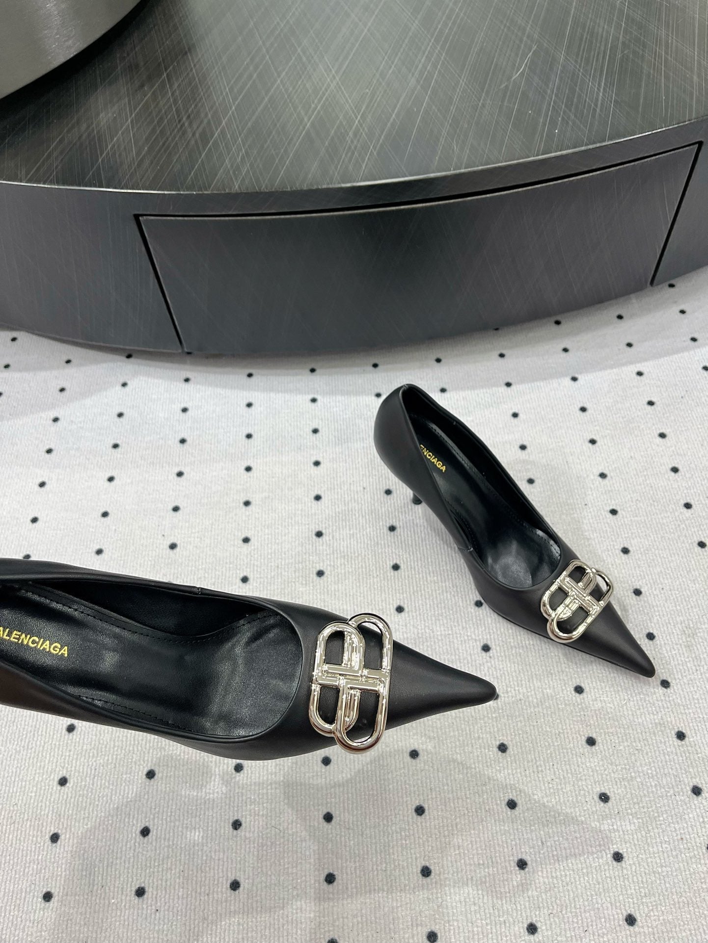 Balanciaga HEELED PUMPS 65 MM IN BLACK SMOOTH LAMBSKIN SILVER HARDWARE