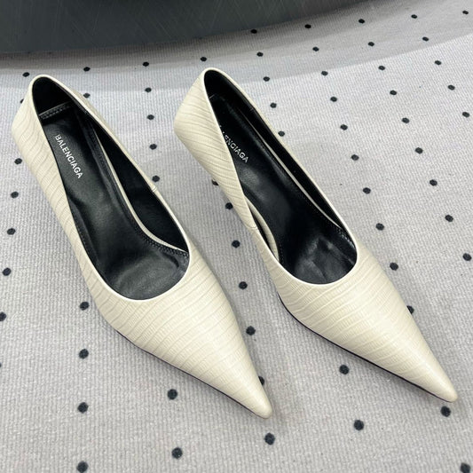Balanciaga CLASSIC PUMPS 65MM IN CREAM LIZARD PATTERN CALFSKIN