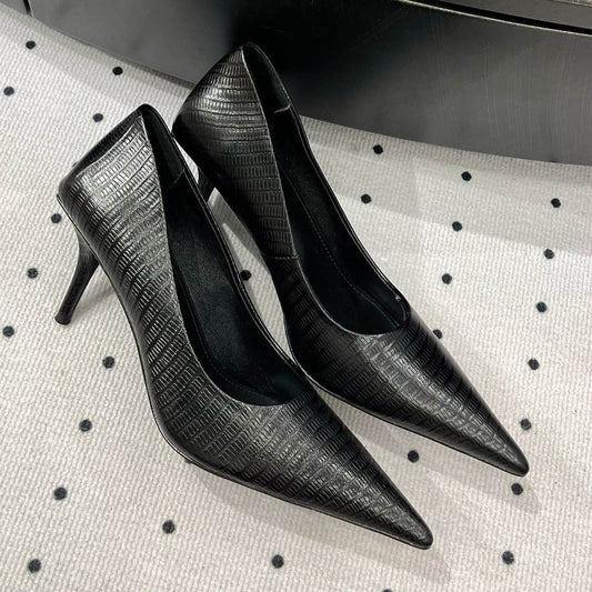 Balanciaga CLASSIC PUMPS 65MM IN BLACK LIZARD PATTERN CALFSKIN