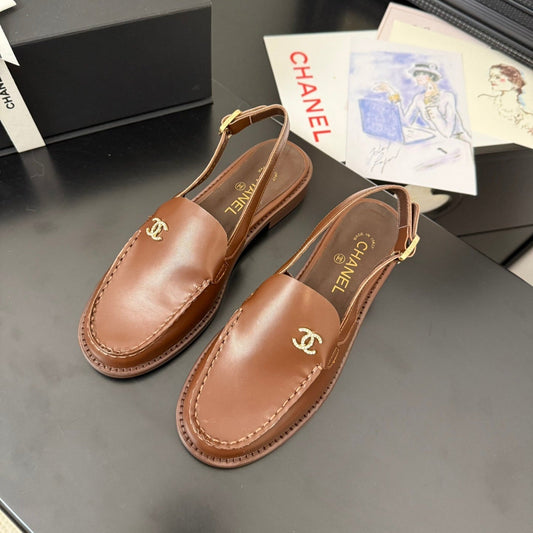 CHANEL 25S Slingback Loafer Chocolate Calfskin