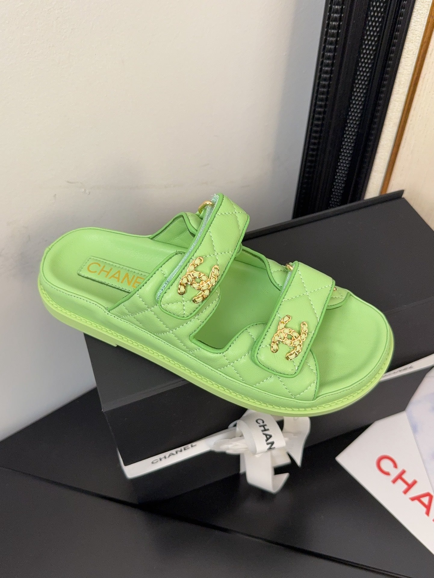 CHANEL 25 Dad Sandal Mule Green Calfskin