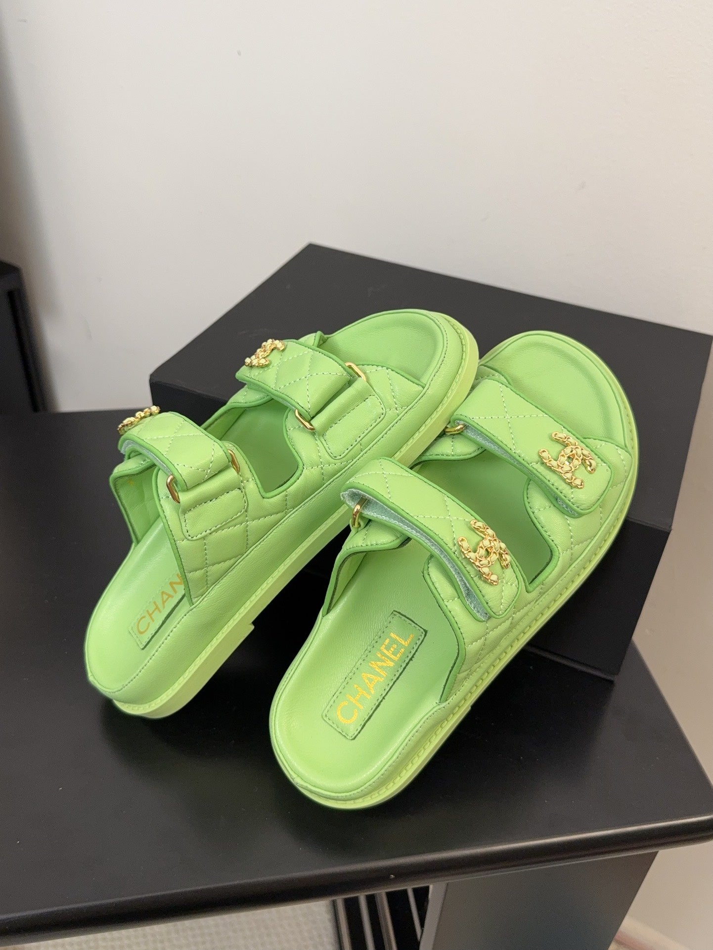 CHANEL 25 Dad Sandal Mule Green Calfskin