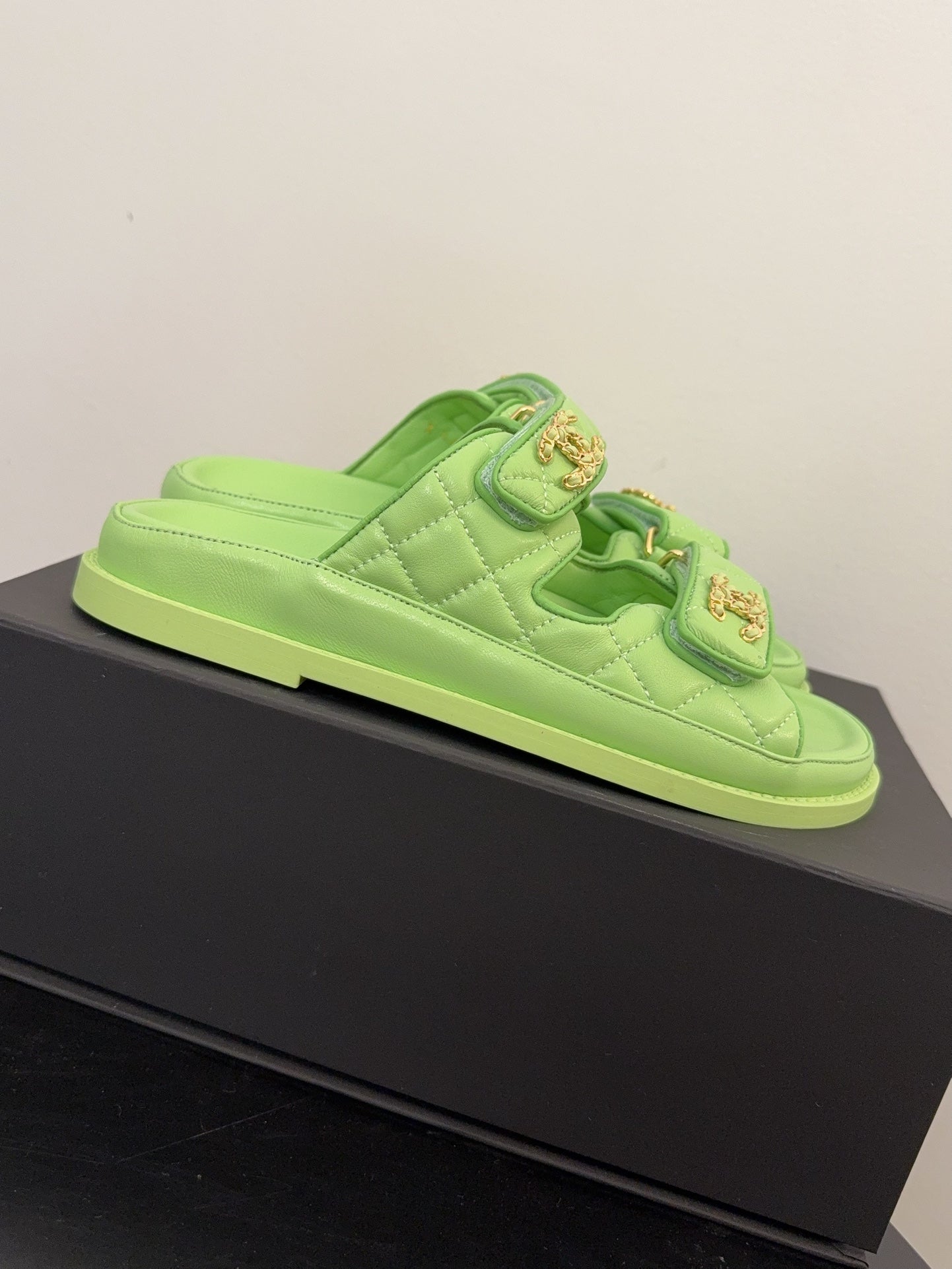 CHANEL 25 Dad Sandal Mule Green Calfskin