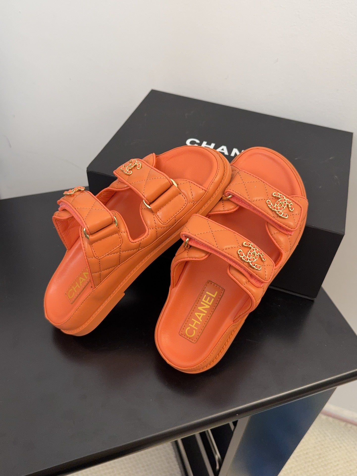 CHANEL 25 Dad Sandal Mule Orange Calfskin