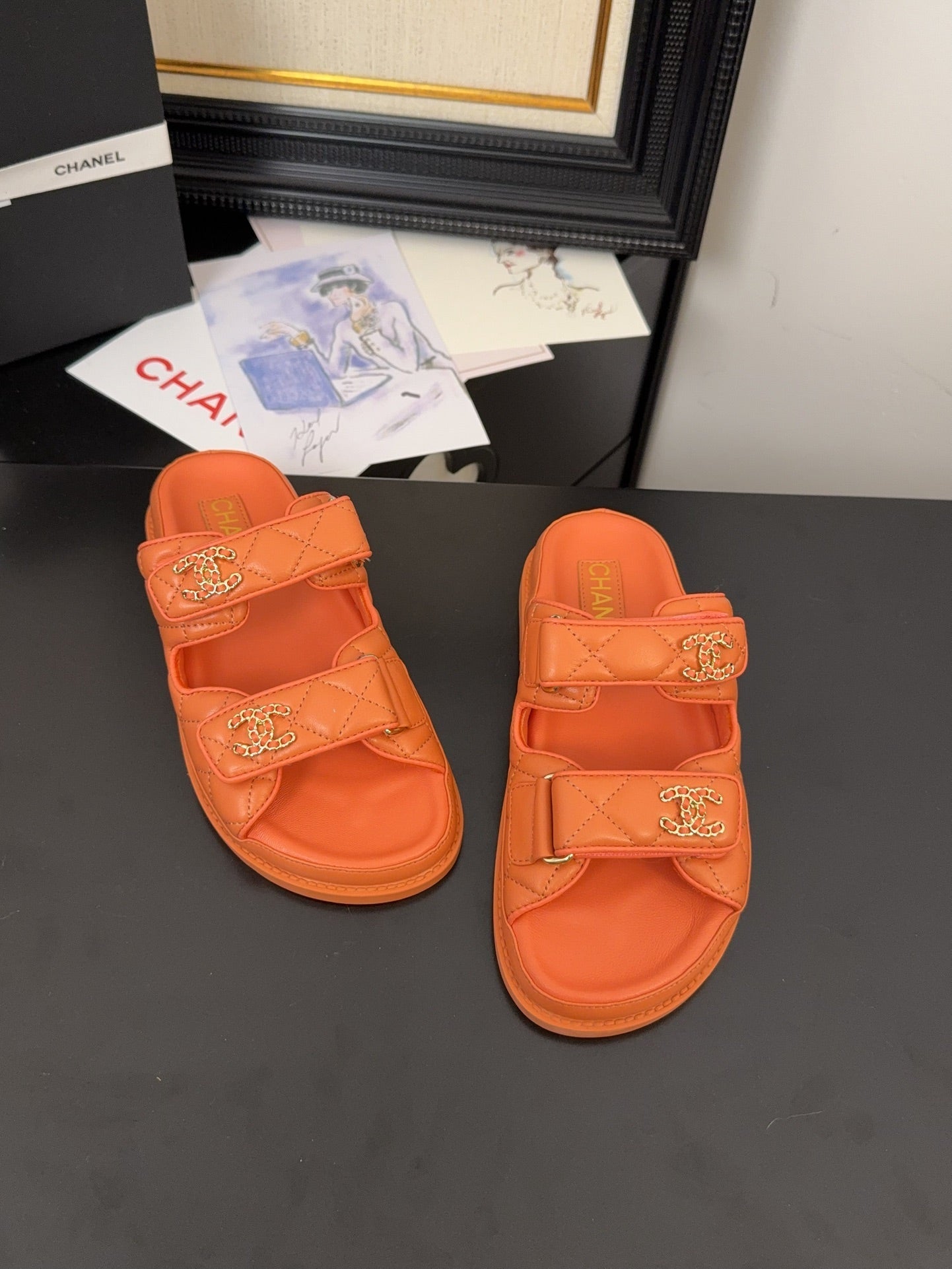 CHANEL 25 Dad Sandal Mule Orange Calfskin