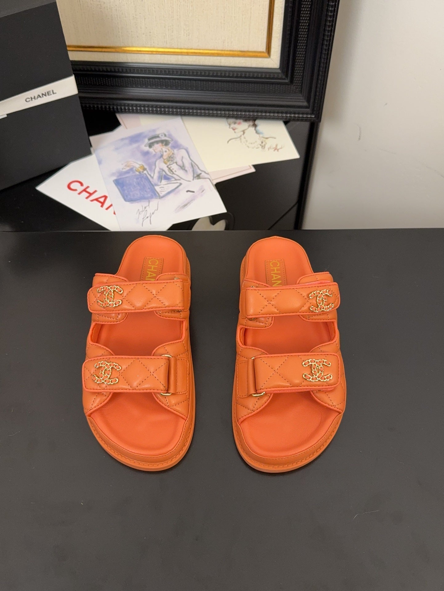 CHANEL 25 Dad Sandal Mule Orange Calfskin