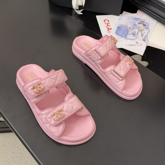 CHANEL 25 Dad Sandal Mule Pink Calfskin