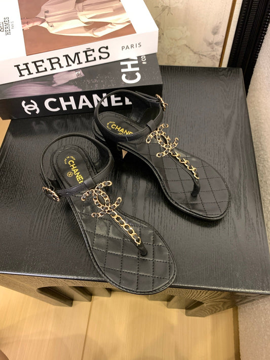 CHANEL 25 Thong Sandal Double C Leather