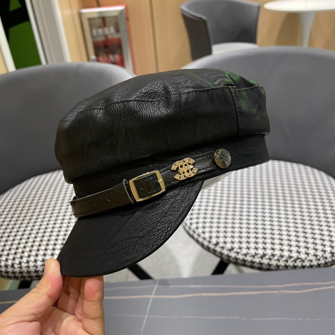 CHANEL BAKER BOY CAP IN BLACK CALFSKIN 420946