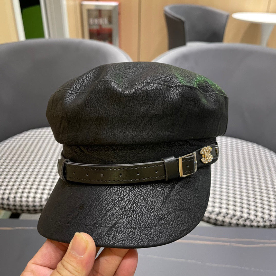 CHANEL BAKER BOY CAP IN BLACK CALFSKIN 420946