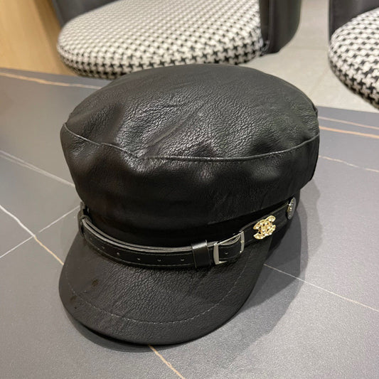 CHANEL BAKER BOY CAP IN BLACK CALFSKIN 420946