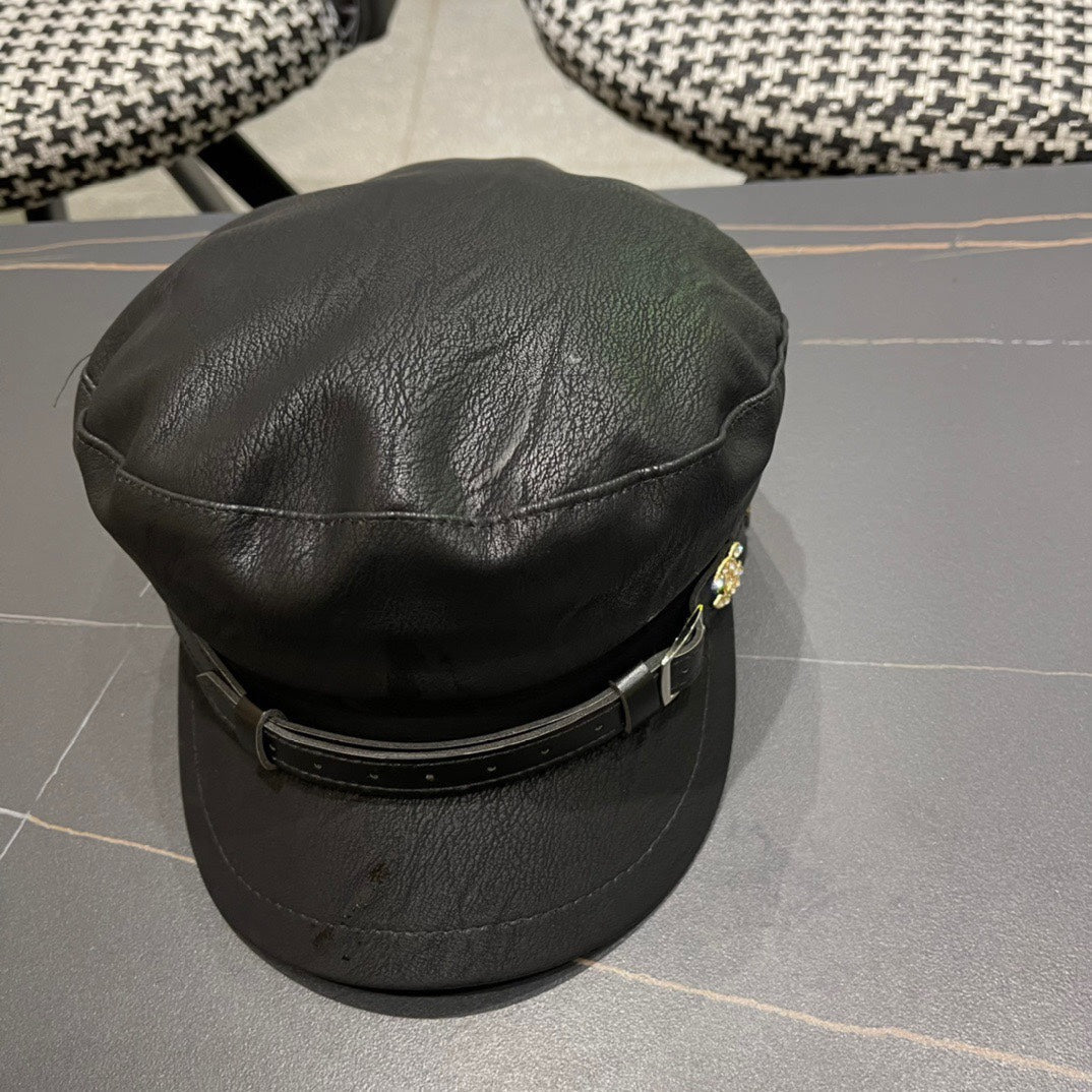 CHANEL BAKER BOY CAP IN BLACK CALFSKIN 420946