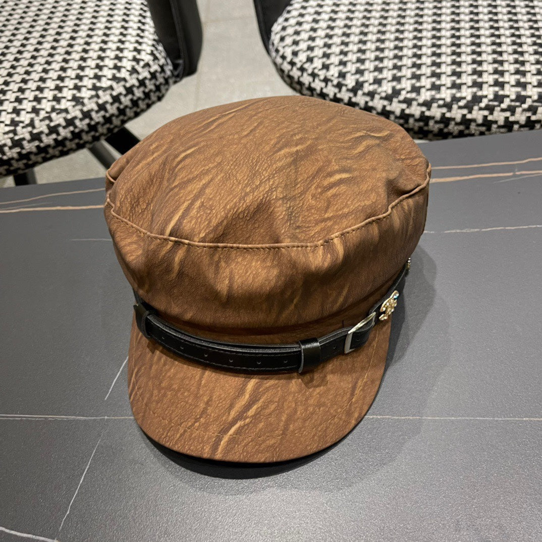 CHANEL BAKER BOY CAP IN PECAN BROWN CALFSKIN 420947