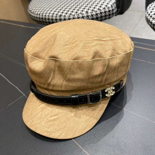 CHANEL BAKER BOY CAP IN PEANUT BROWN CALFSKIN 420948