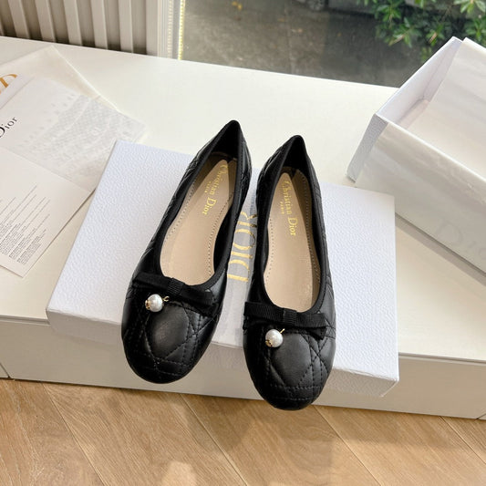 DIOR ballet flat black sedge mop front