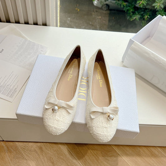 DIOR ballet flat white sedge mop front