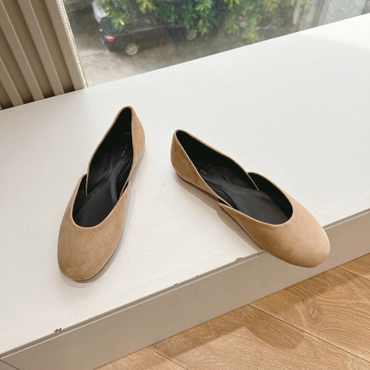 Saint Laurent SL GEMMA BALLET FLAT CAMEL SUEDE