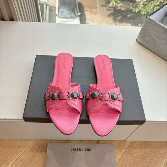 Balanciaga CAGOLE FLAT MULES IN FRENCH PINK CALFSKIN