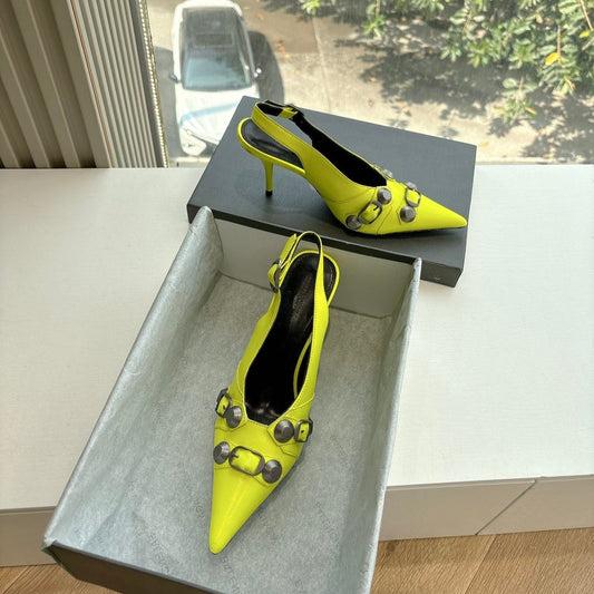 Balanciaga CAGOLE HIGH SLINGBACK IN YELLOW GLOSSY CALFSKIN