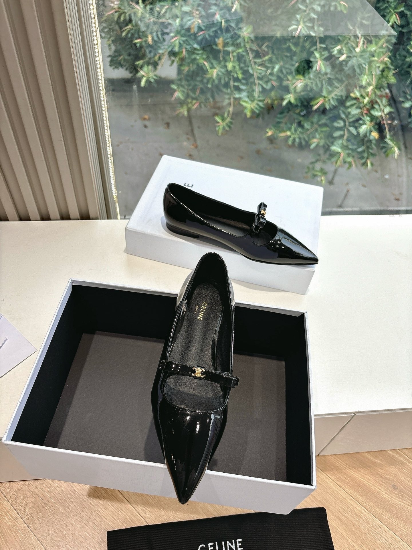 Celine CELINE Ballet Flats Black Patent Leather 285943