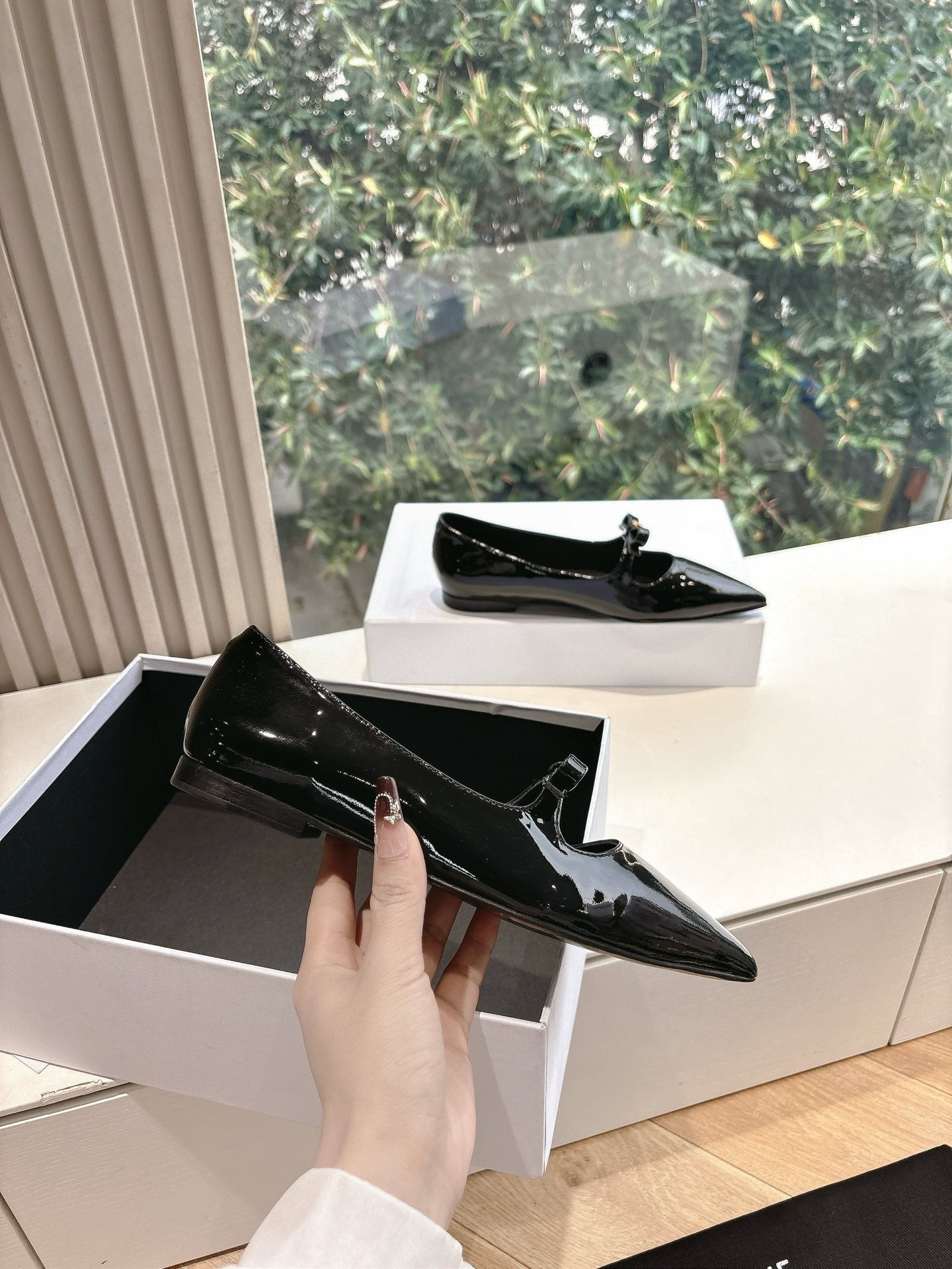 Celine CELINE Ballet Flats Black Patent Leather 285943