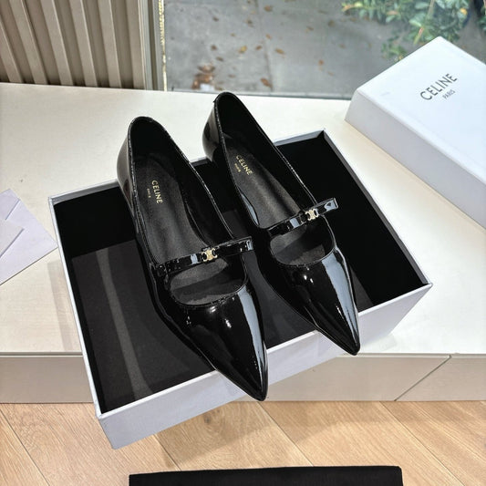Celine CELINE Ballet Flats Black Patent Leather 285943