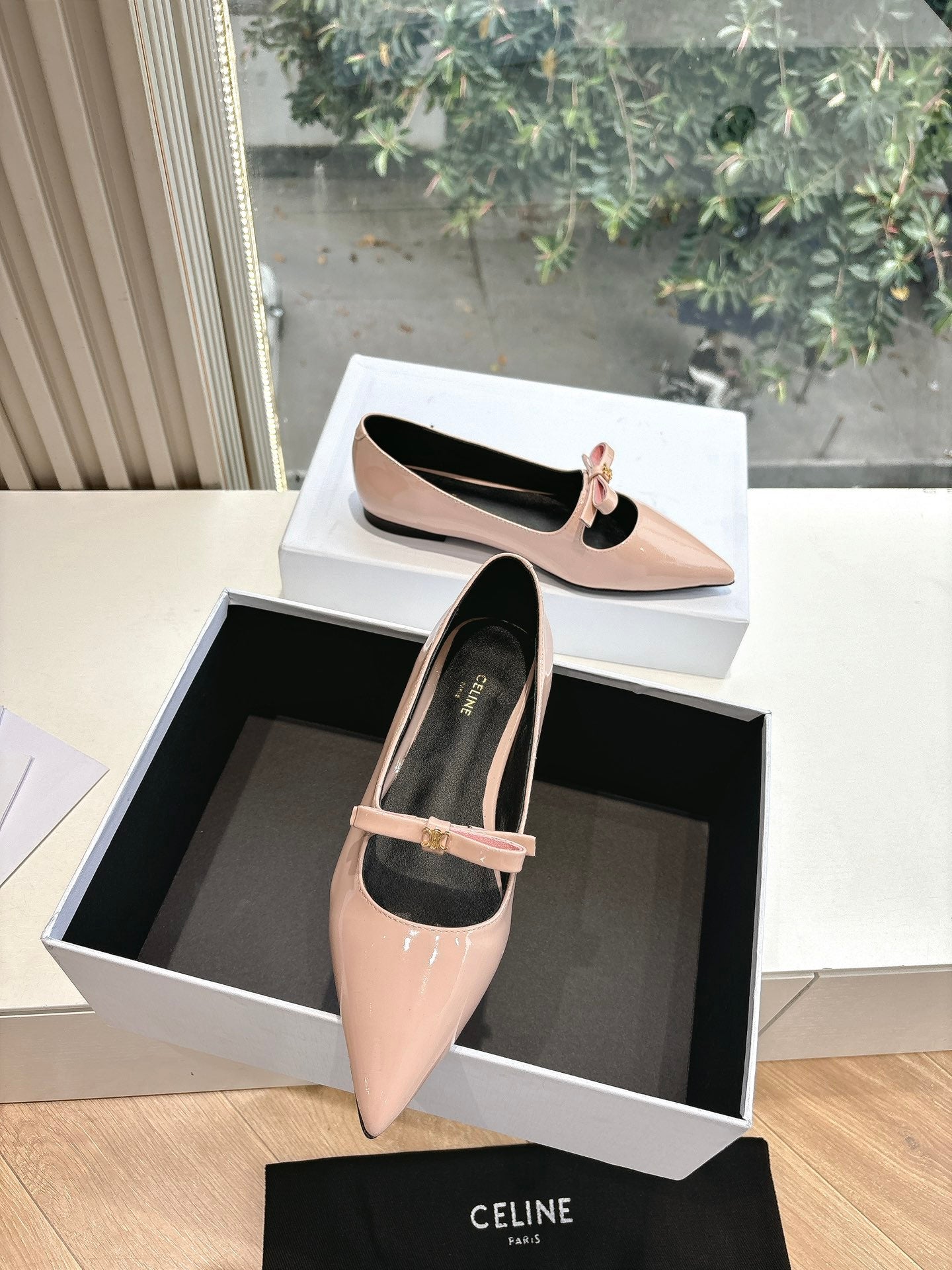 Celine CELINE Ballet Flats Pink Patent Leather 285944