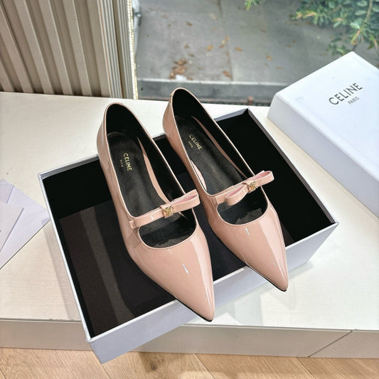 Celine CELINE Ballet Flats Pink Patent Leather 285944