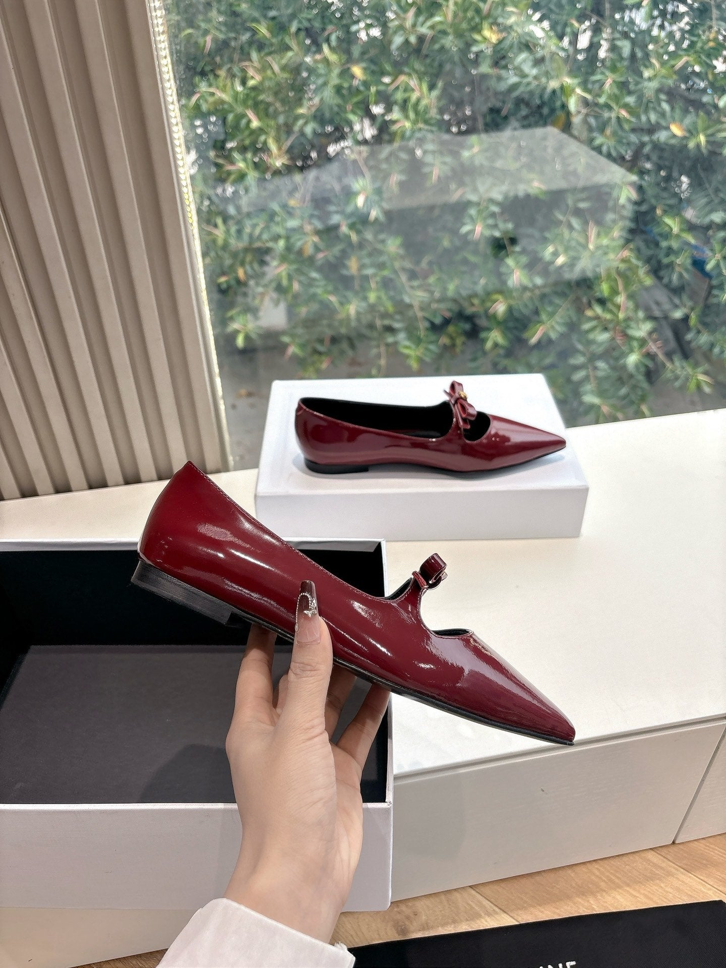 Celine CELINE Ballet Flats Red Patent Leather 285945