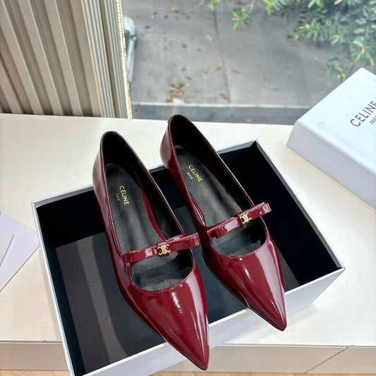 Celine CELINE Ballet Flats Red Patent Leather 285945