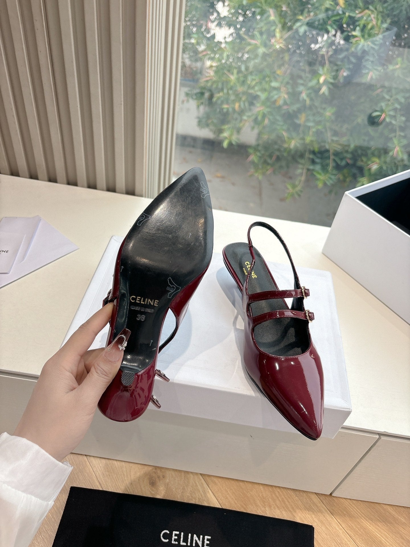 Celine CELINE  Slingback Red Patent Leather 285947