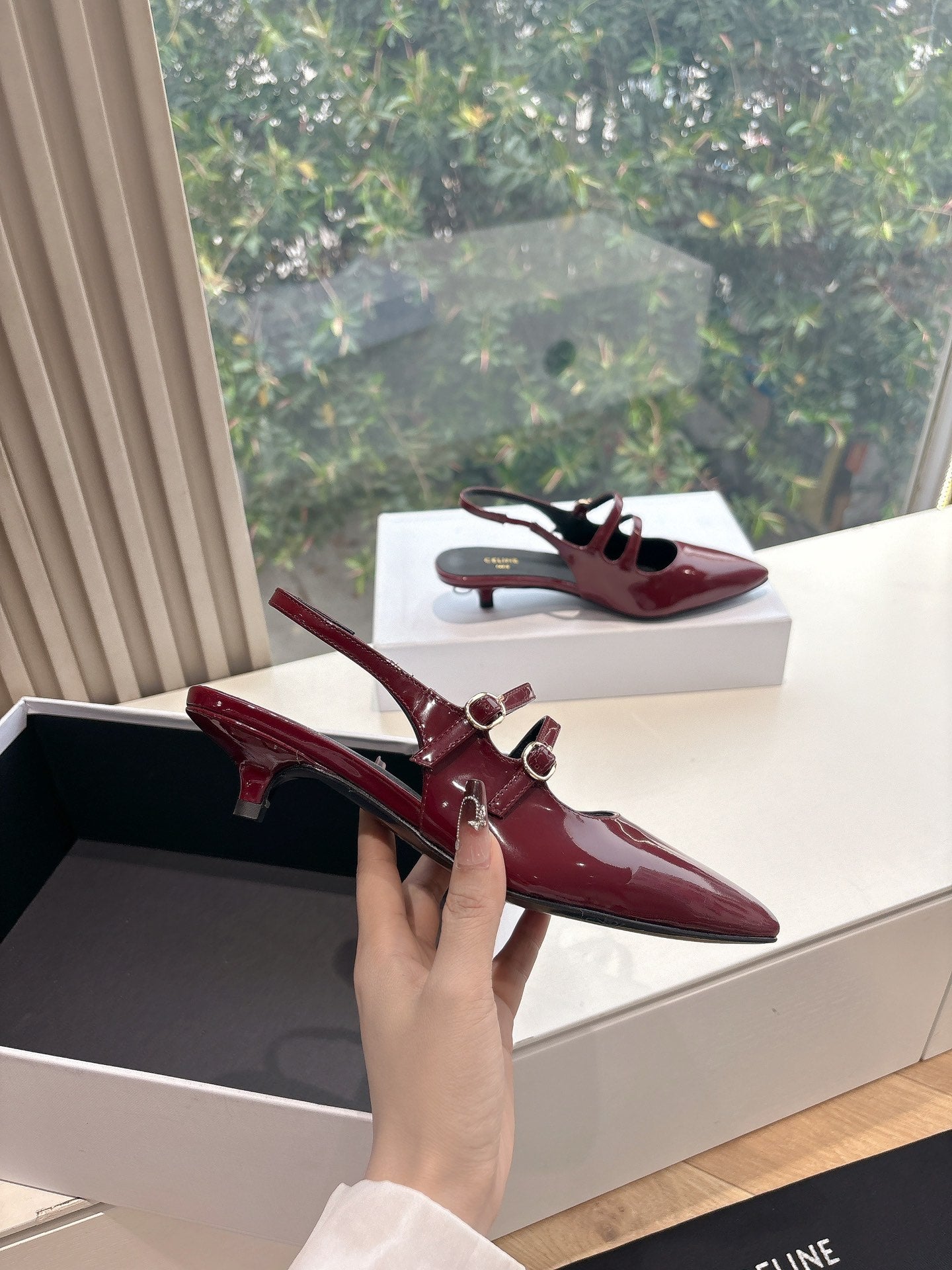Celine CELINE  Slingback Red Patent Leather 285947