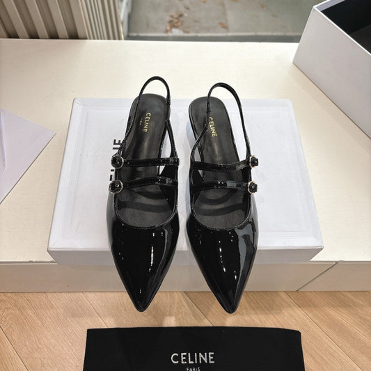 Celine CELINE  Slingback Black Patent Leather 285949