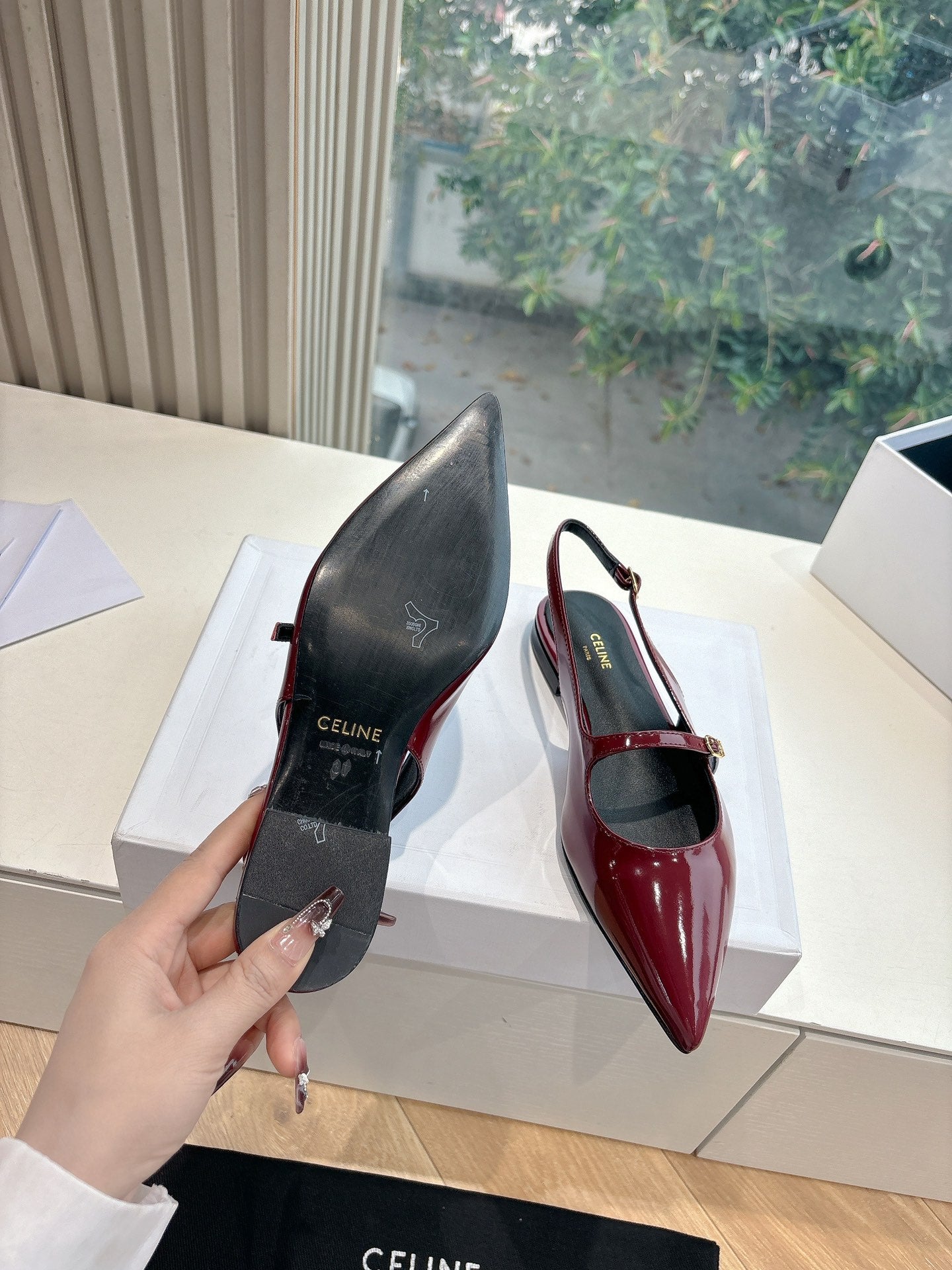 Celine CELINE  Slingback Red Patent Leather 285950