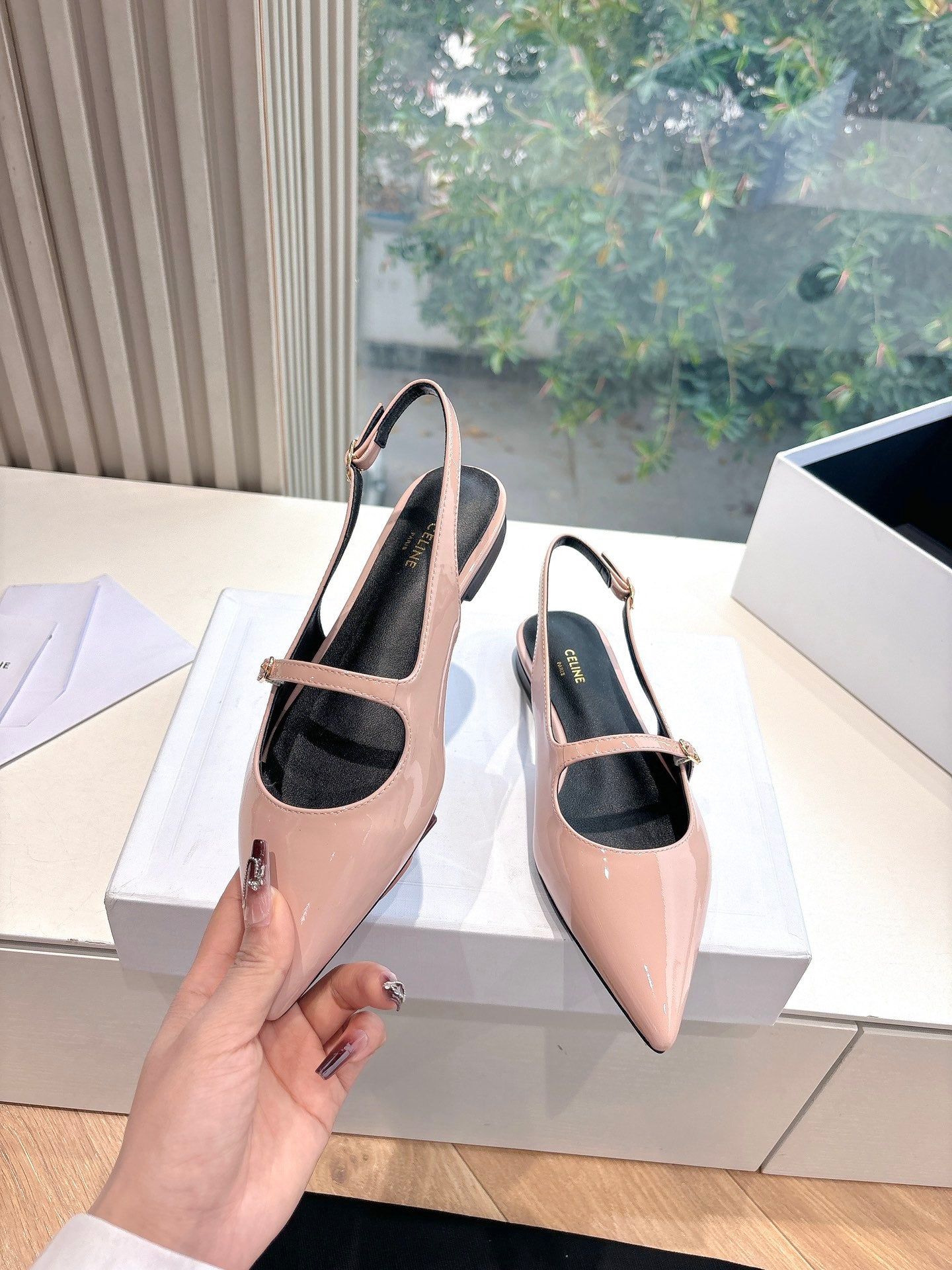 Celine CELINE  Slingback Pink Patent Leather 285951