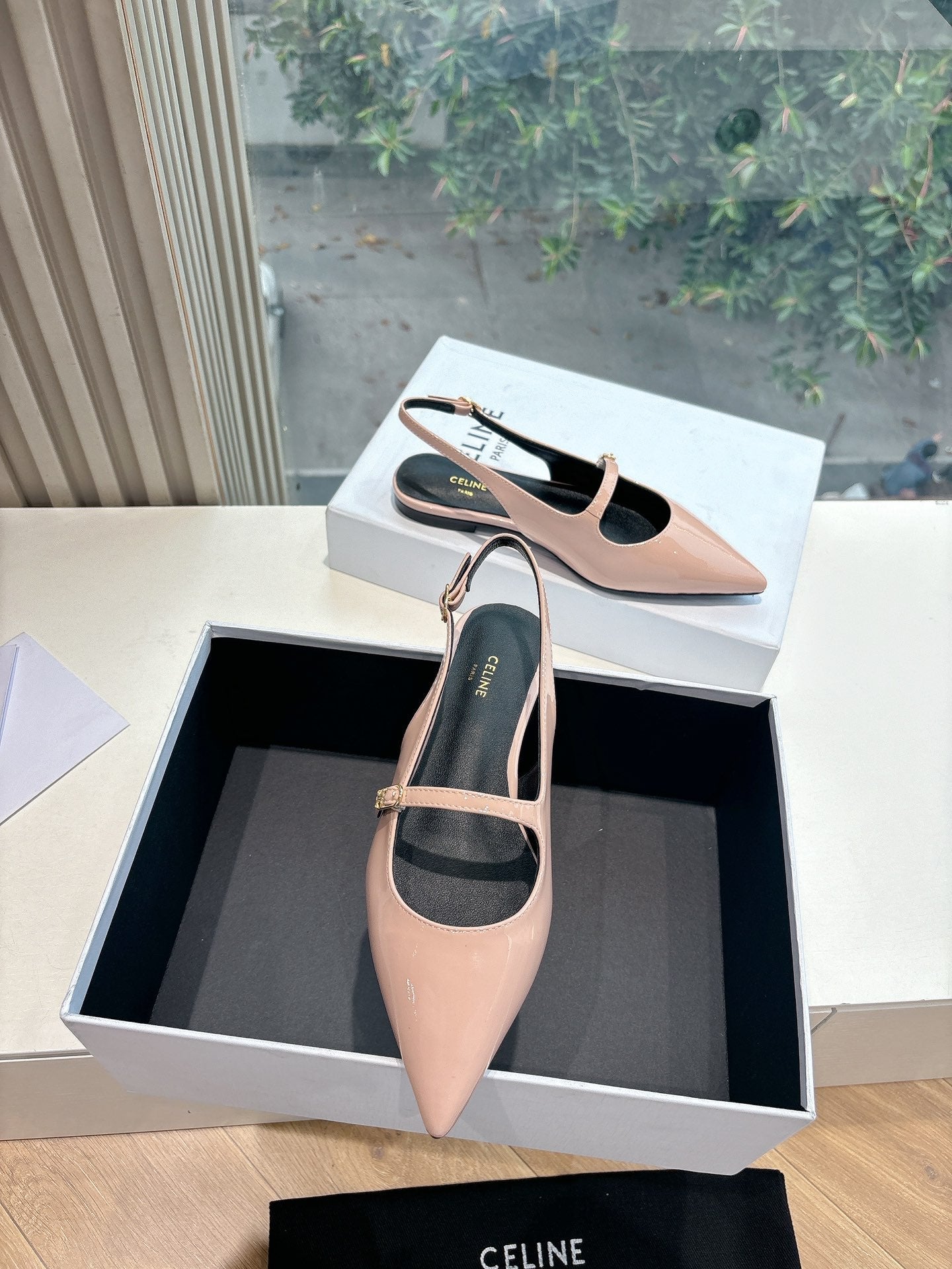 Celine CELINE  Slingback Pink Patent Leather 285951