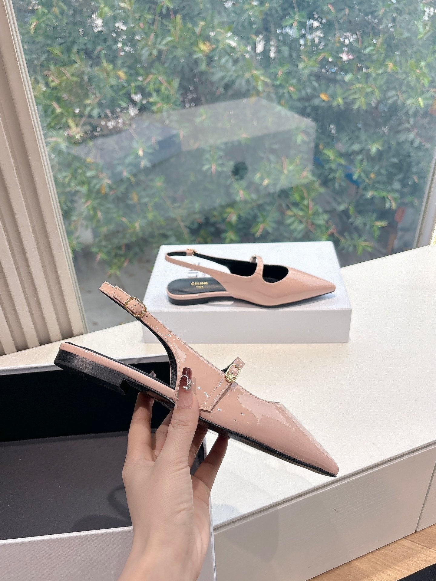 Celine CELINE  Slingback Pink Patent Leather 285951