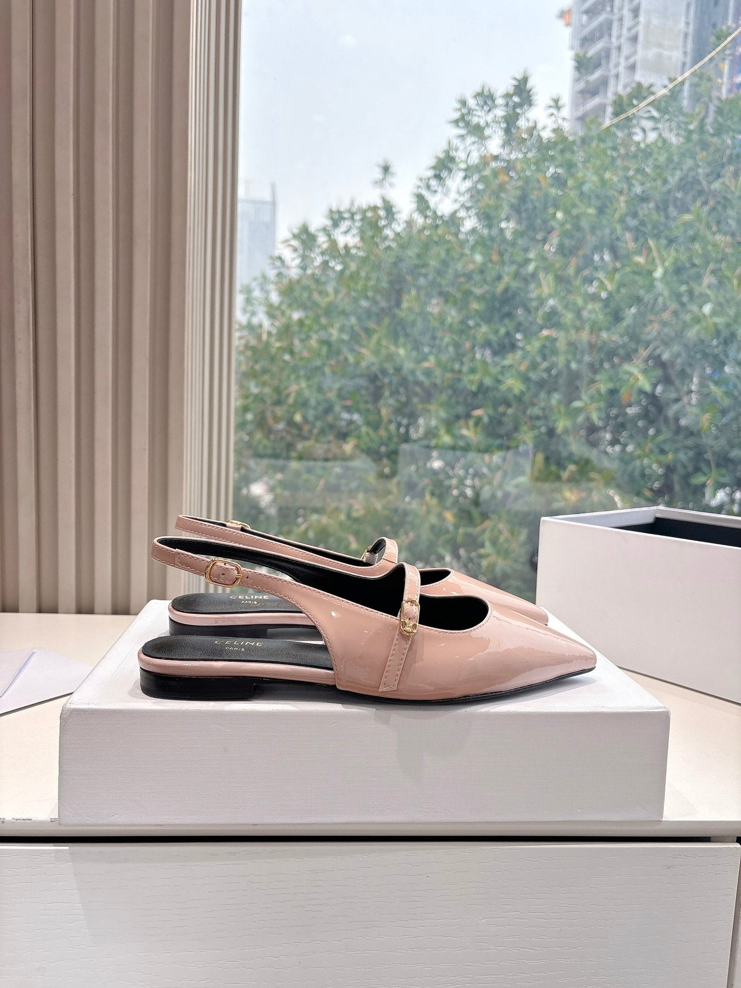 Celine CELINE  Slingback Pink Patent Leather 285951