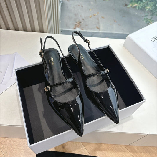 Celine CELINE  Slingback Black Patent Leather 285952