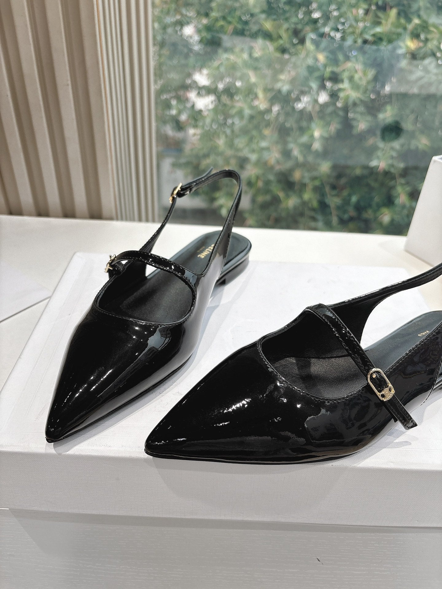 Celine CELINE  Slingback Black Patent Leather 285952