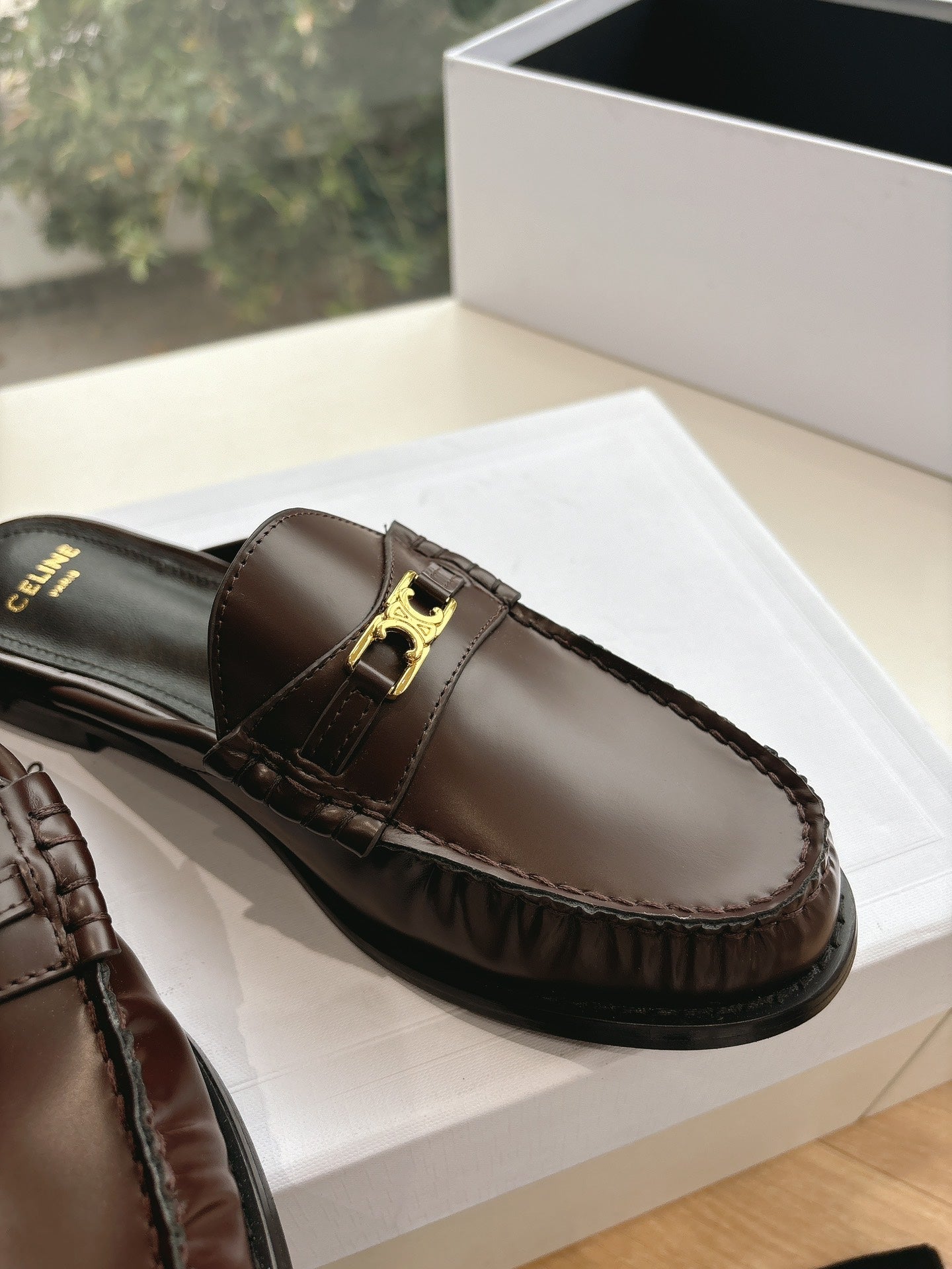 Celine CELINE  Slippers Brown Leather 285953