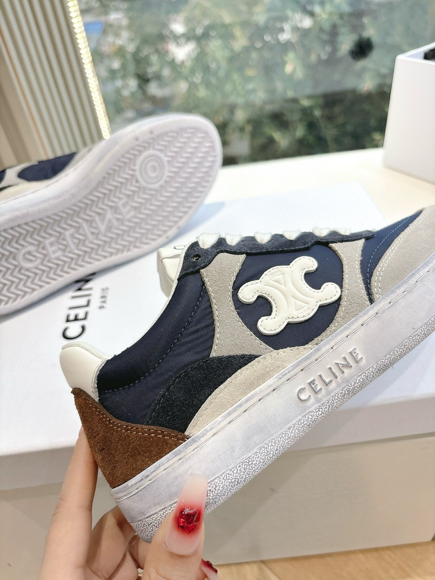 Celine CELINE Sneaker Blue Gray Suede 285895