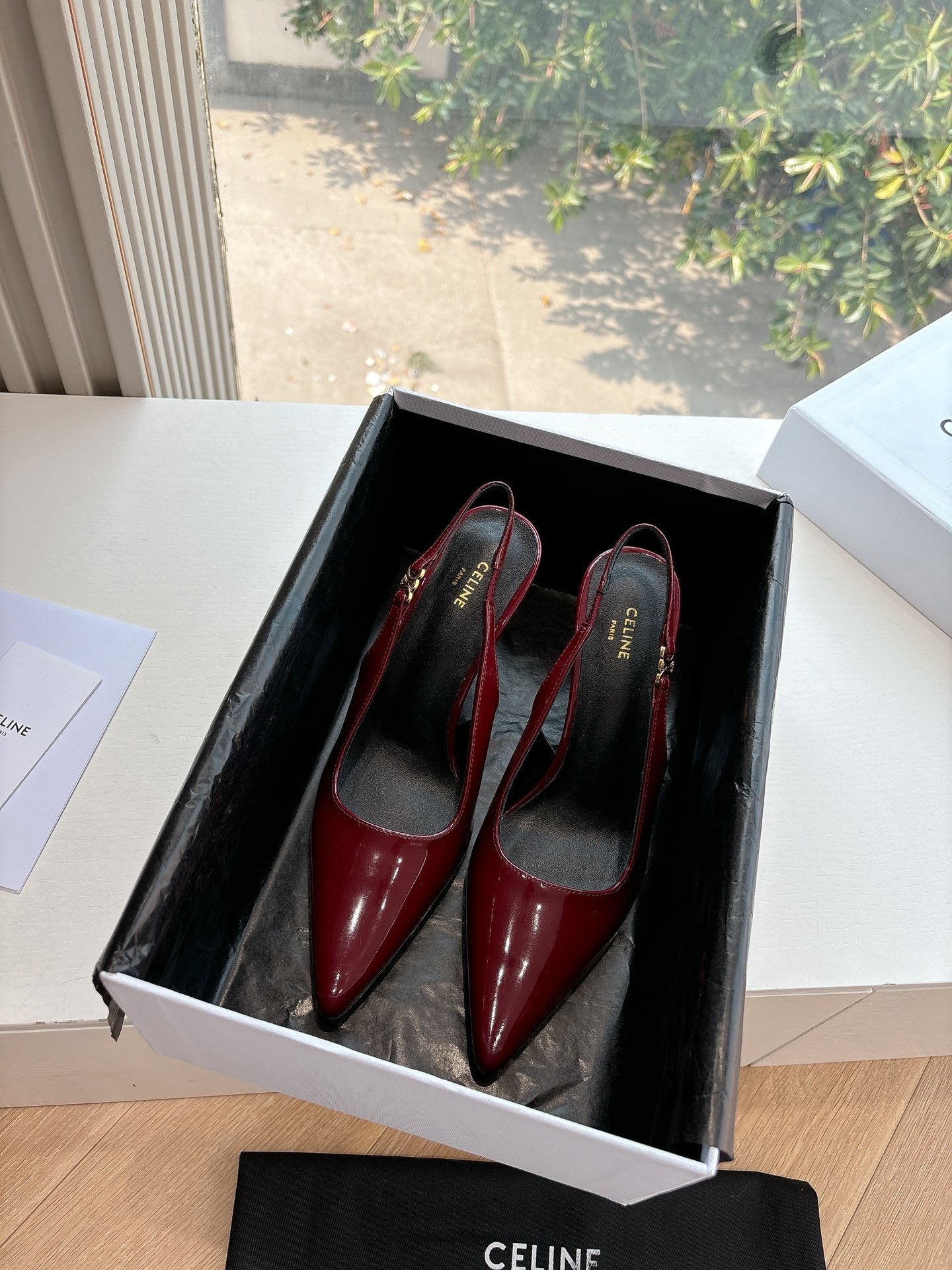 Celine CELINE Slingbacks Red Patent Leather 285939